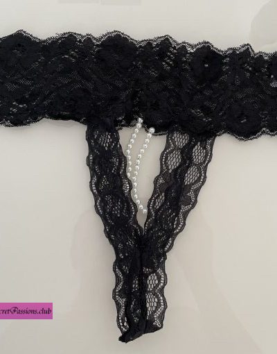 ( SOLD ) Black Lace/Pearl Panties - Free Masturbation