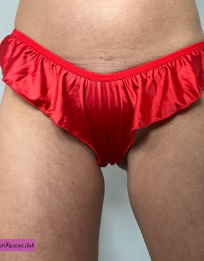 Silky Red Used Creamy Thongs